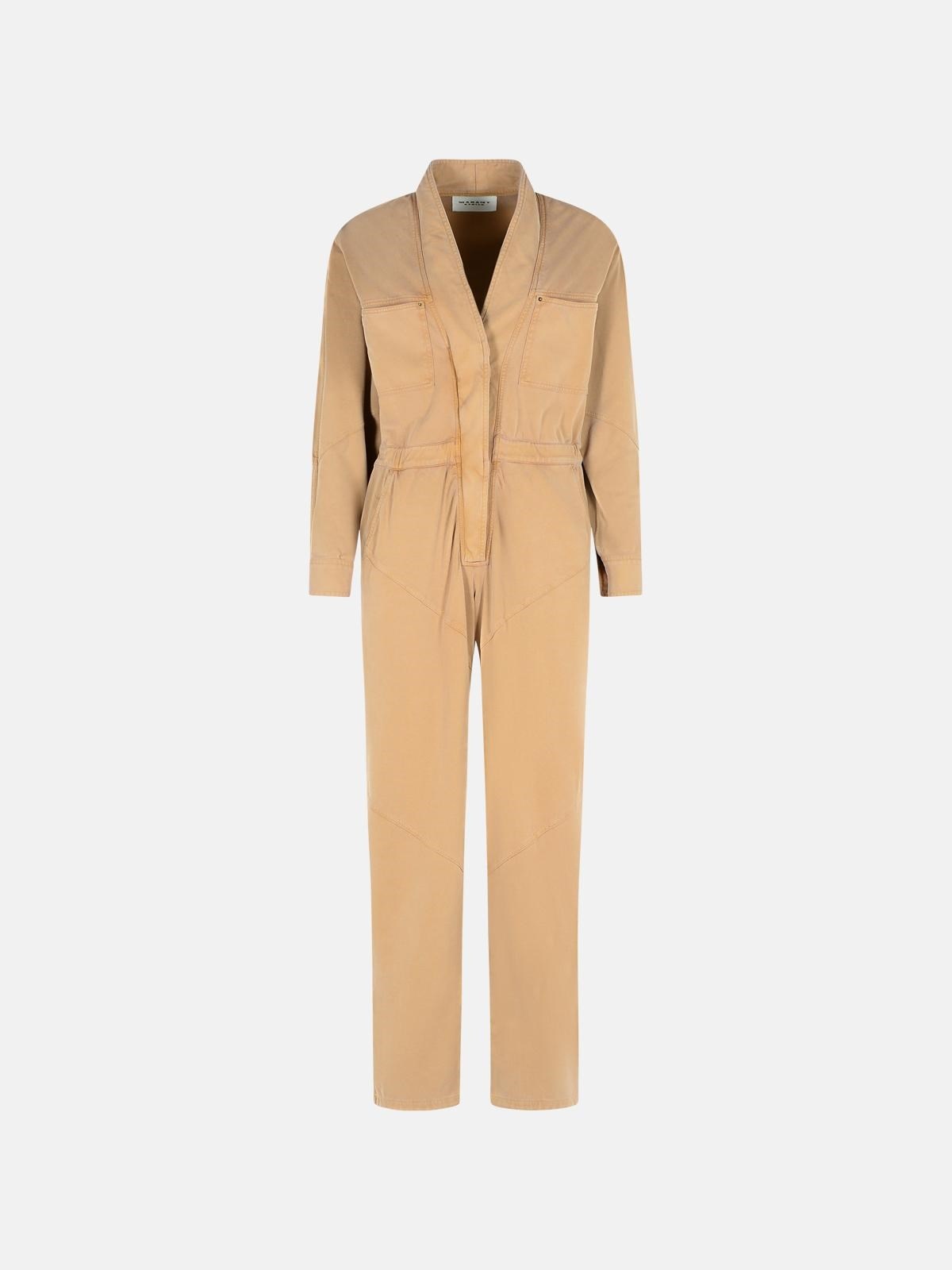 'REMADY' BROWN COTTON JUMPSUIT - 1