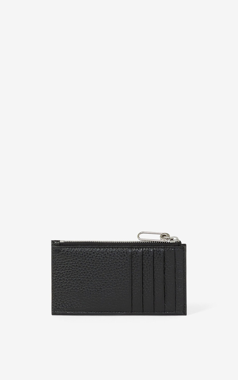 KENZO KENZO Imprint zipped grained leather cardholder outlook