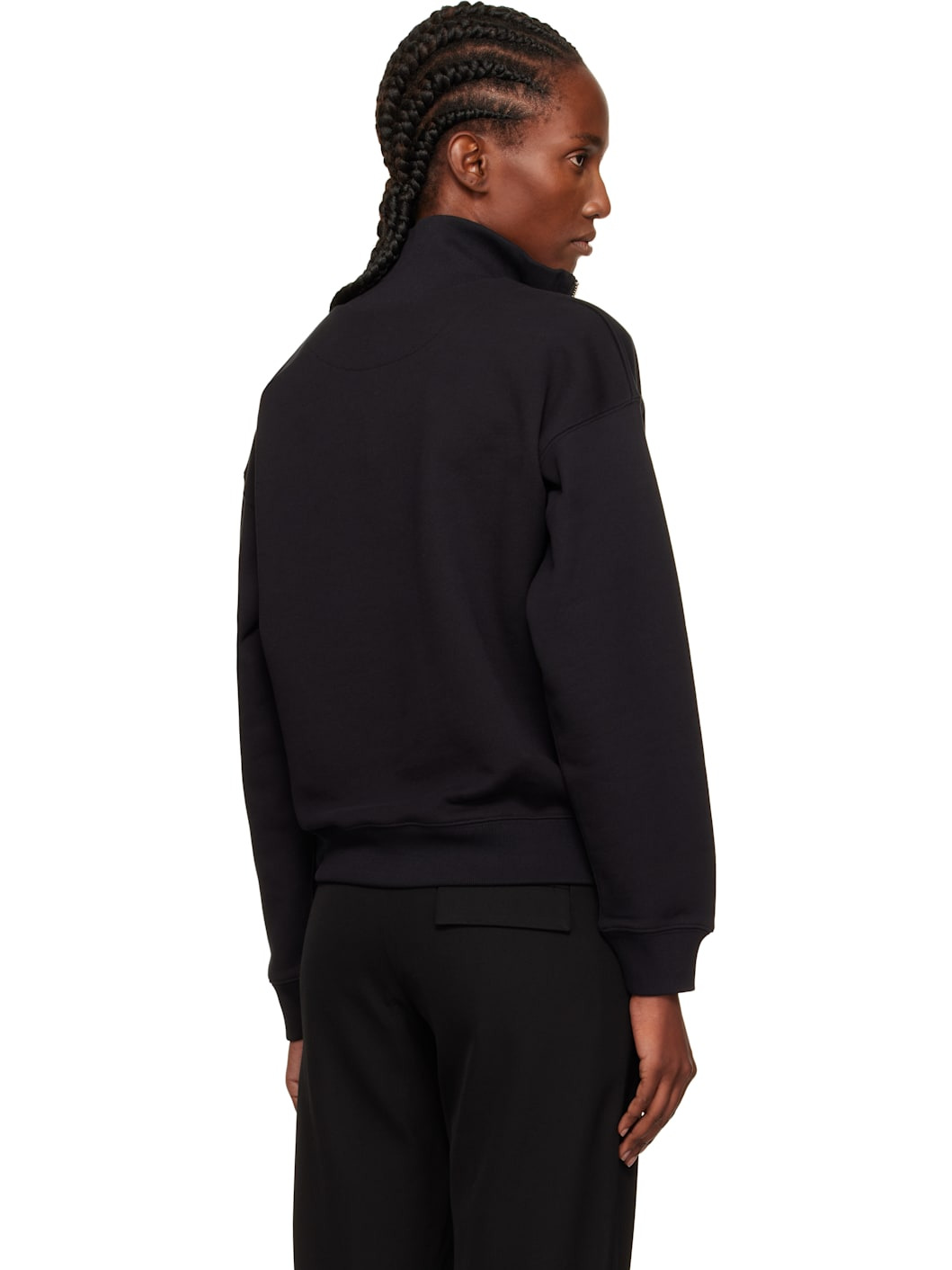 Black Half Zip Baby Fox Patch Sweatshirt - 3