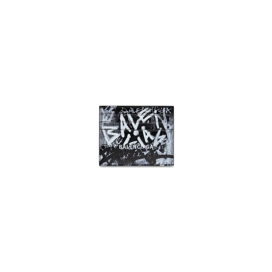 Men's Cash Card Holder With Split Graffiti  in Black - 1