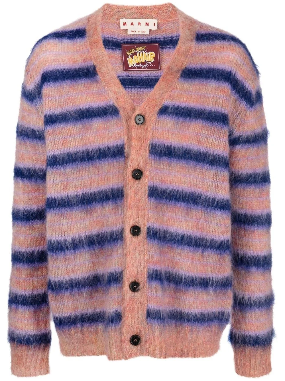 striped mohair-blend cardigan - 1