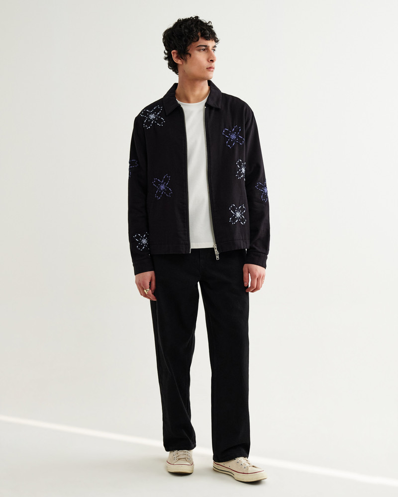 Eldon - Black Floral Embroidered Cotton Twill Jacket 6