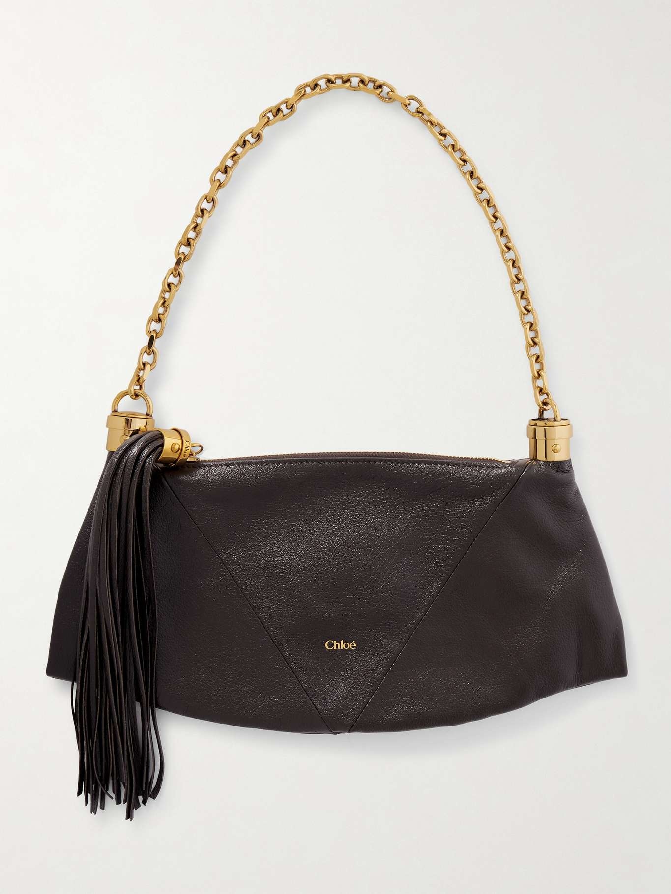 Foulard tasseled paneled textured-leather shoulder bag Brown - 1