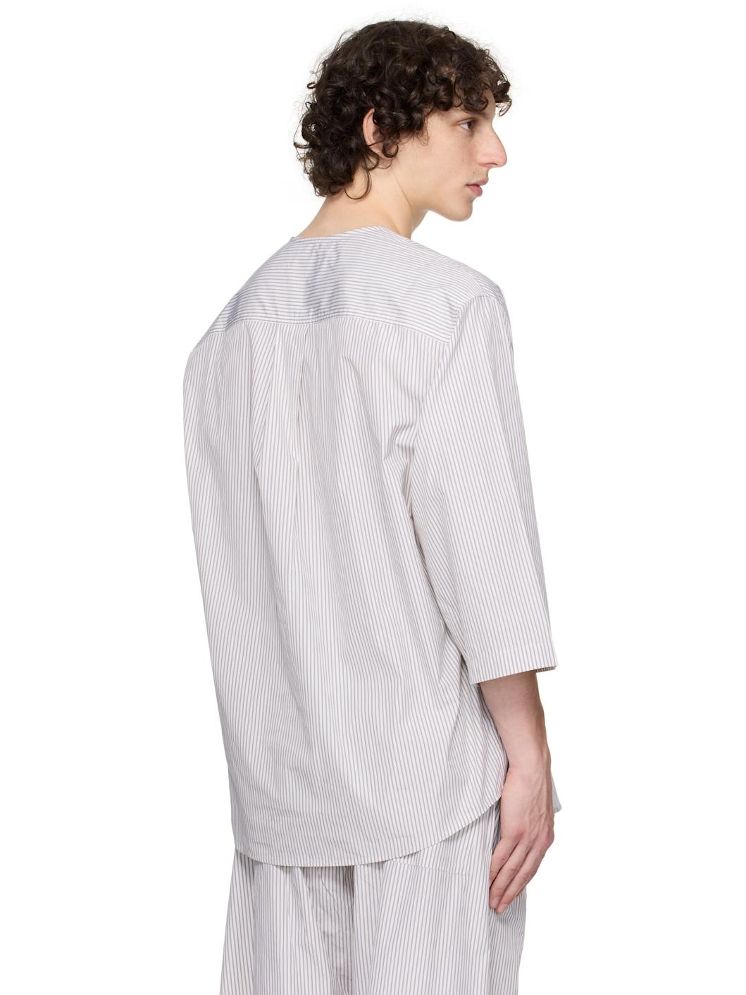 White Short Sleeve Henley - 3