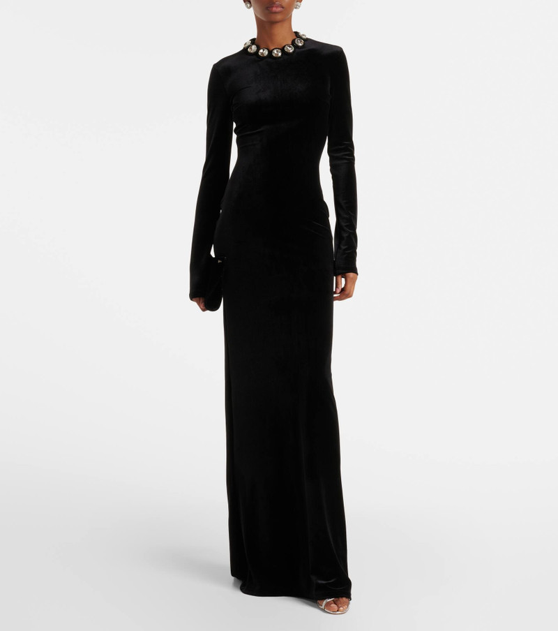 David Koma Crystal-embellished scalloped gown outlook