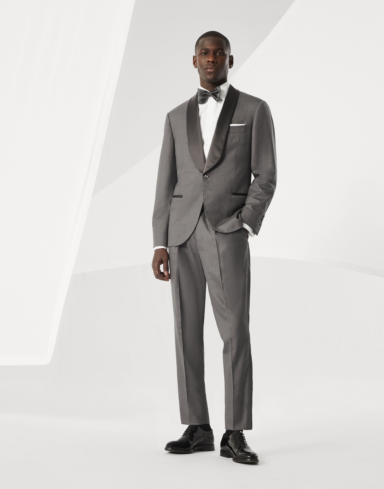 Sea Island cotton twill slim fit tuxedo shirt with spread collar - 5