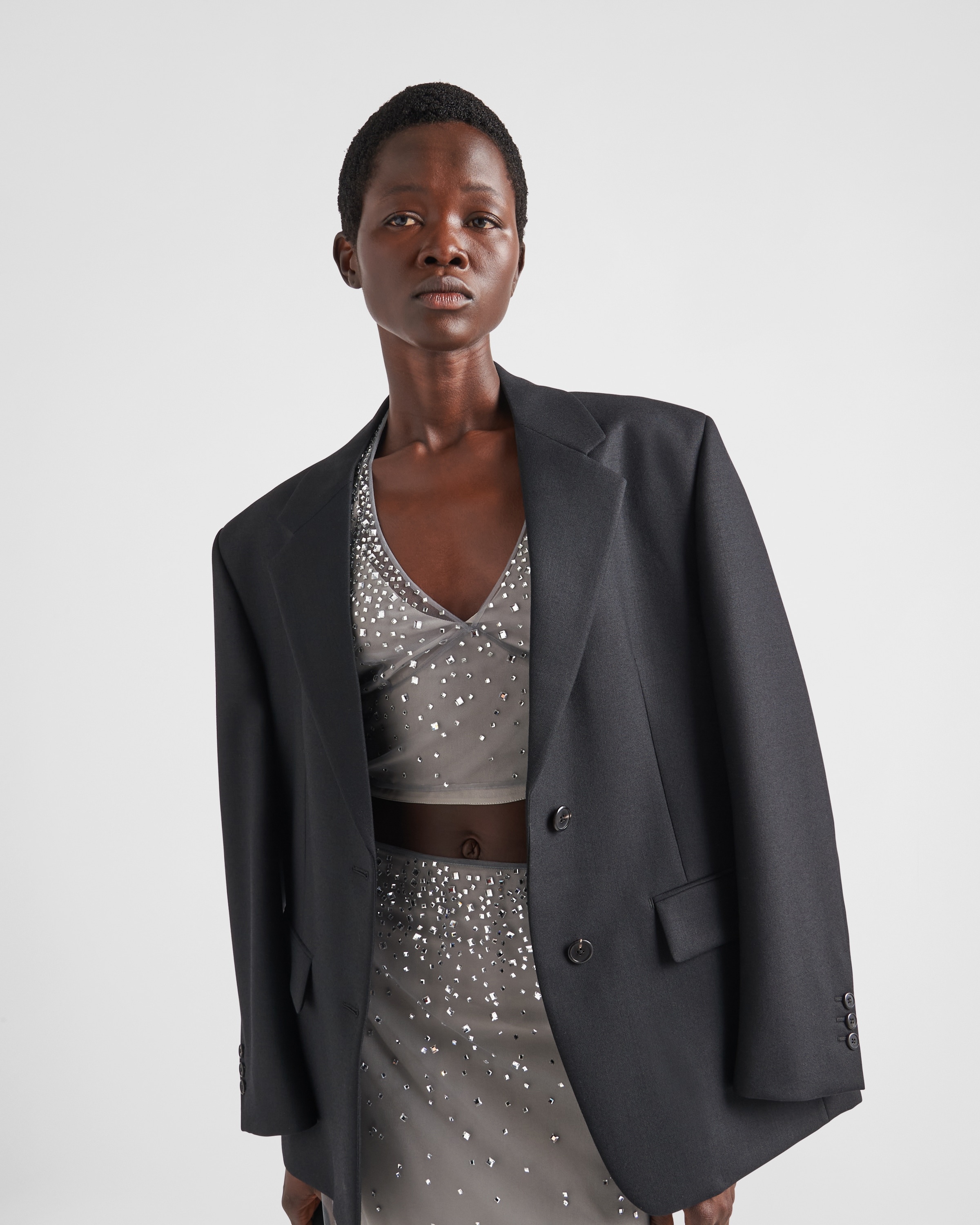Crystal-studded tulle top - 3