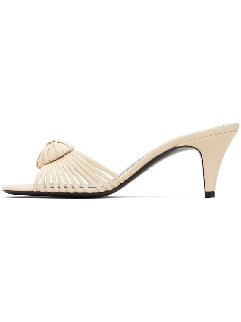 Valentino Off-White Leather Woven Heart Heeled Sandals outlook