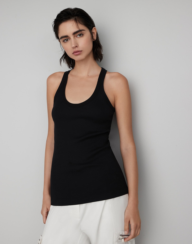 Cotton ribbed jersey top with monili - 1