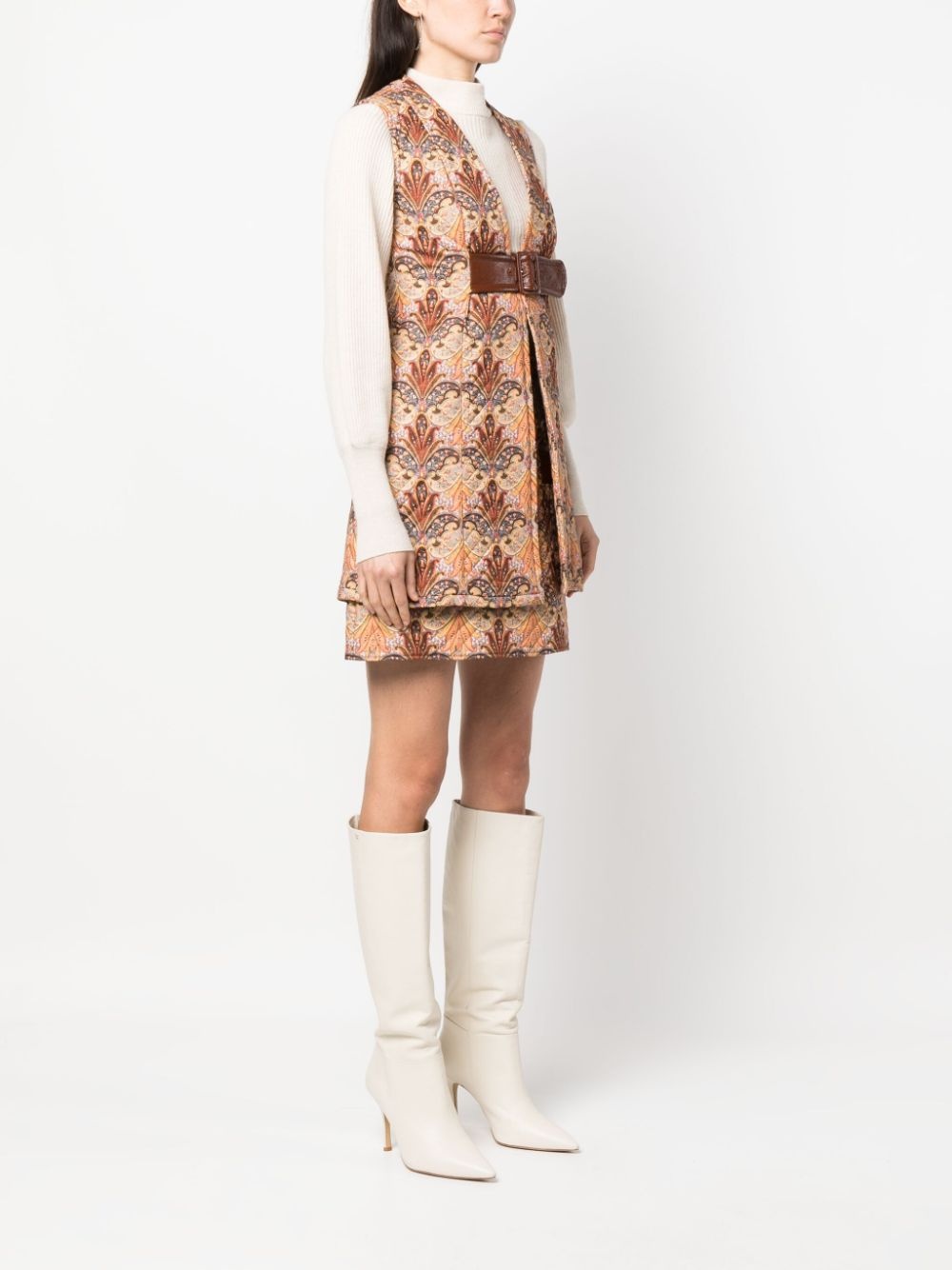 graphic-print belted-waist gilet - 3
