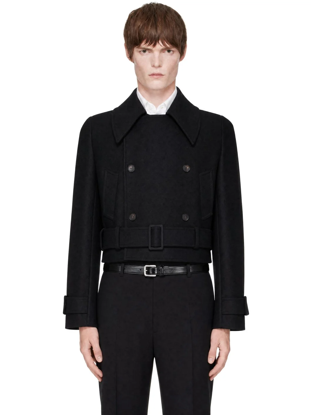 Black Tailored Crop Coat - 1