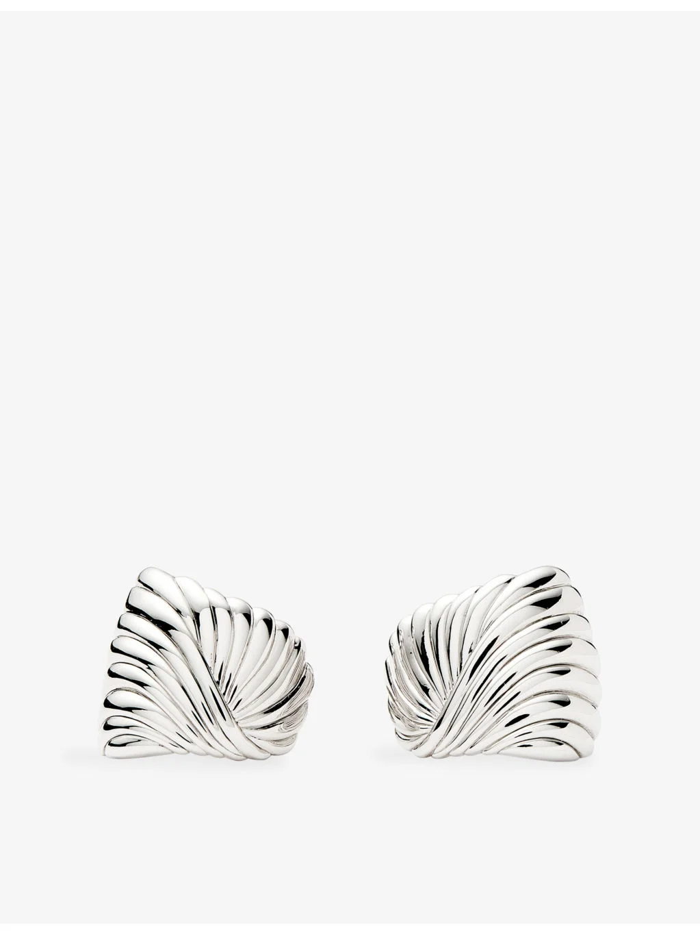 Ripple Silver Plated Brass Stud Earrings - 1