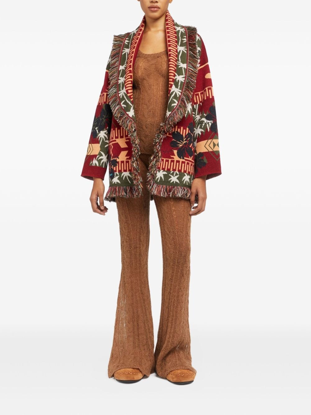 Icon jacquard fringed cardigan - 2