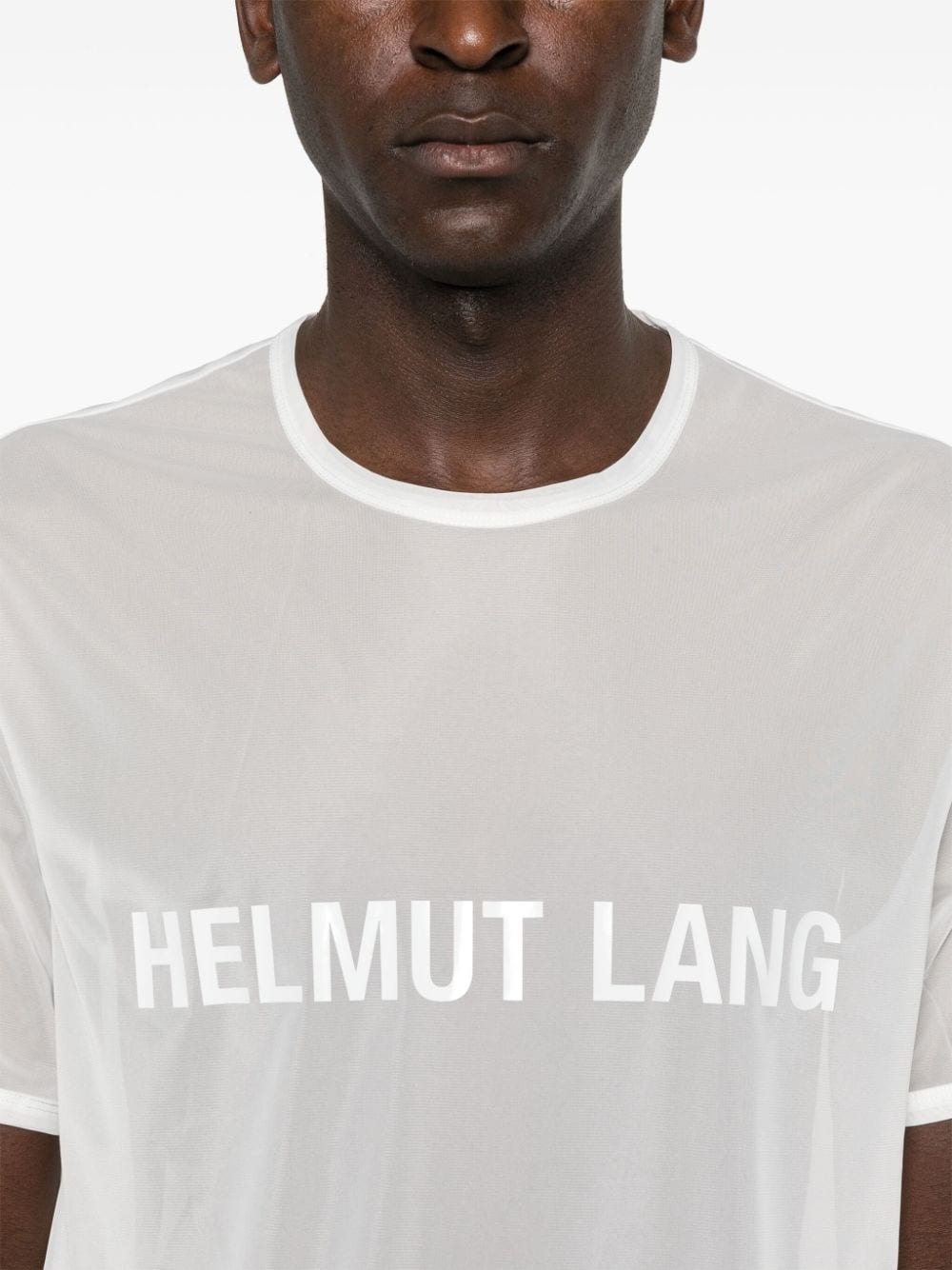 logo-print sheer T-shirt - 6