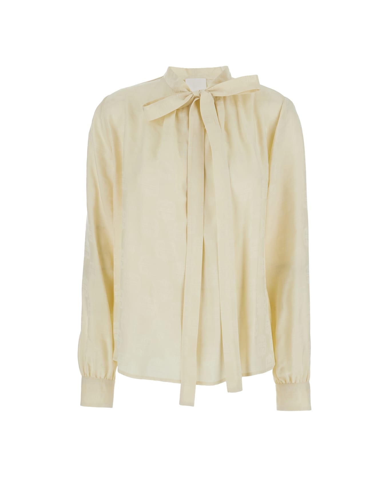 Beige Pussy Bow Blouse In Blend Silk Woman - 1