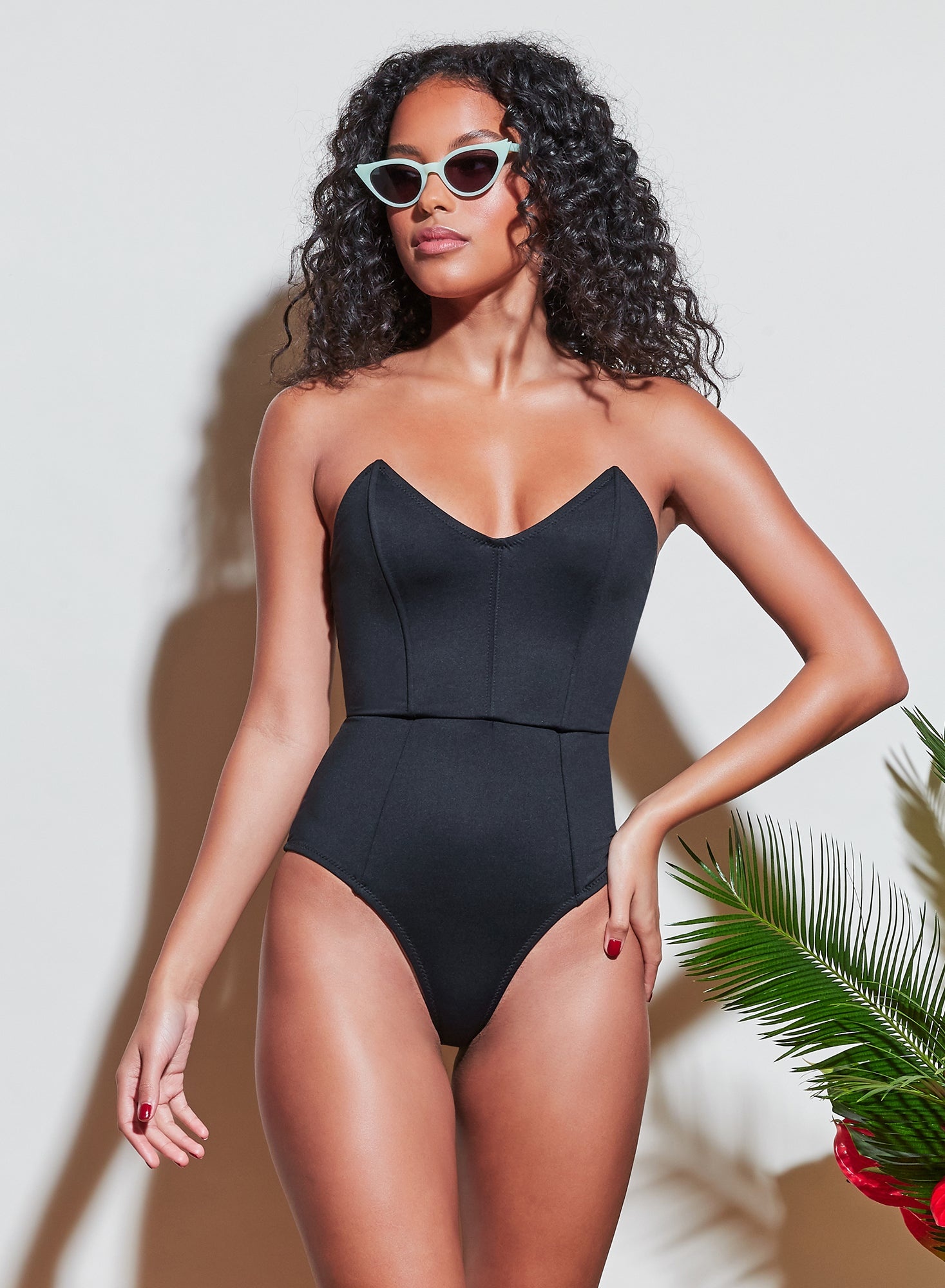 Strapless V-Neck One Piece - 3
