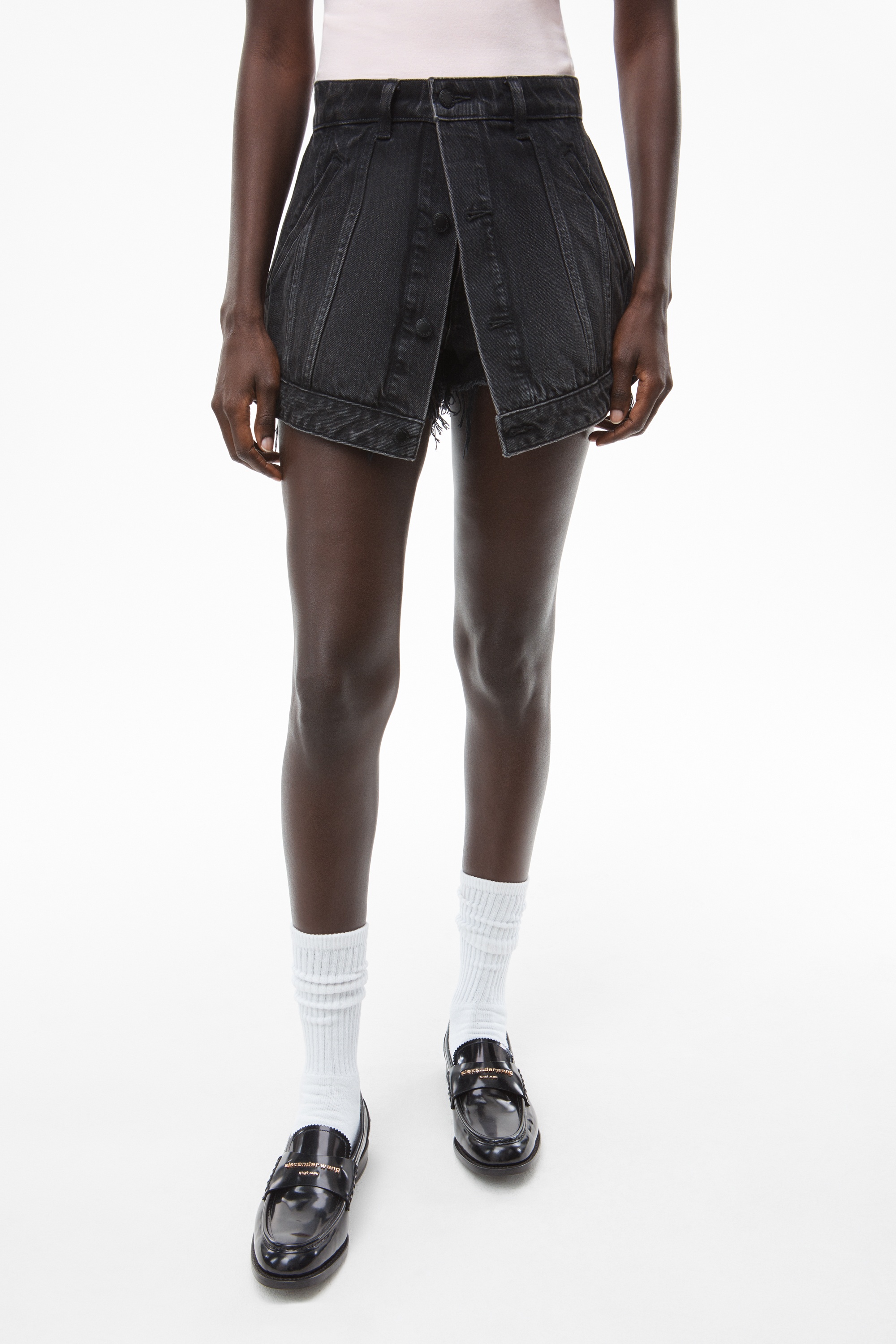 CUTAWAY SKORT IN DENIM - 4