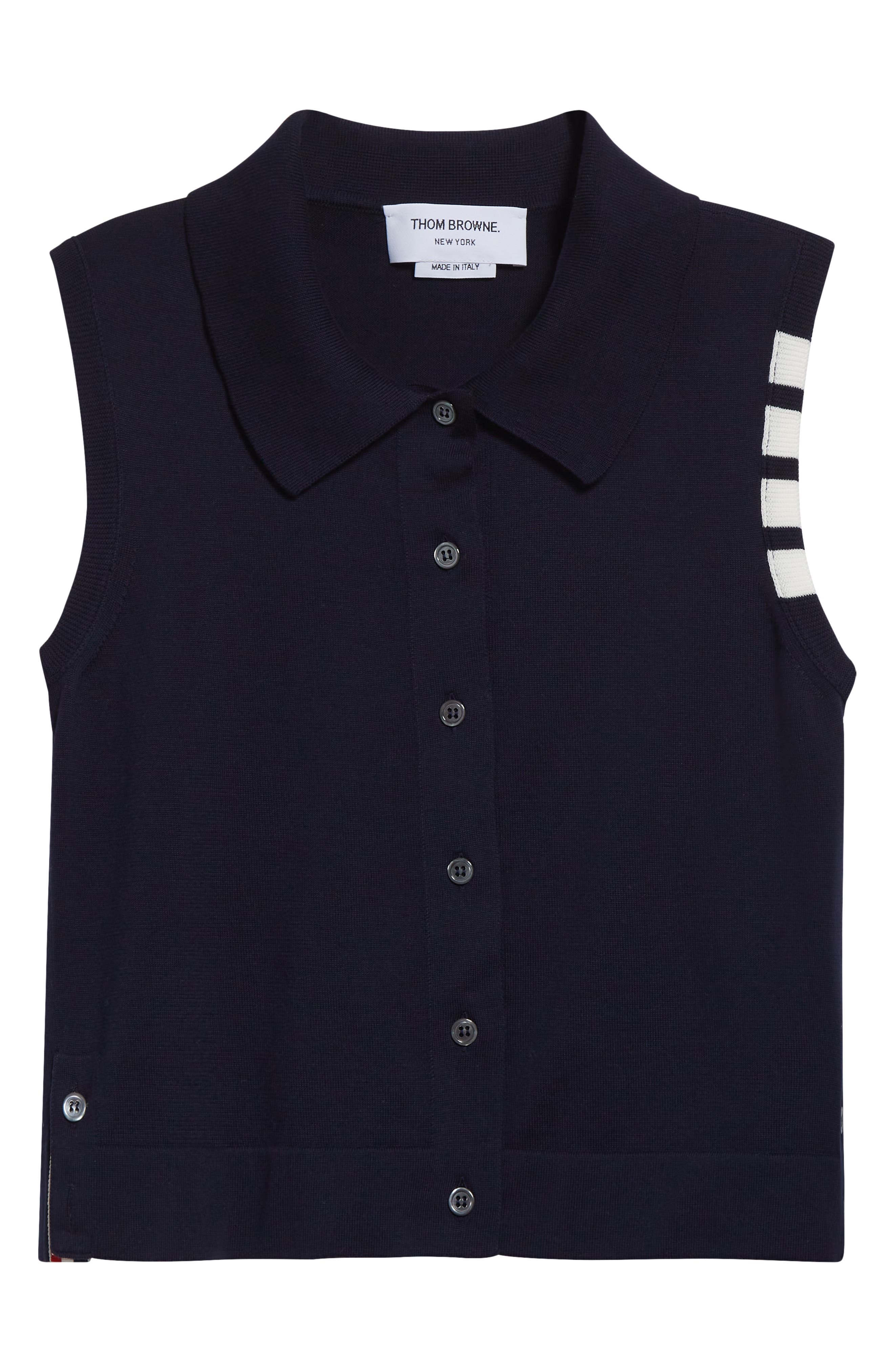Thom Browne 4-Bar Crop Cotton Polo in Navy at Nordstrom - 6