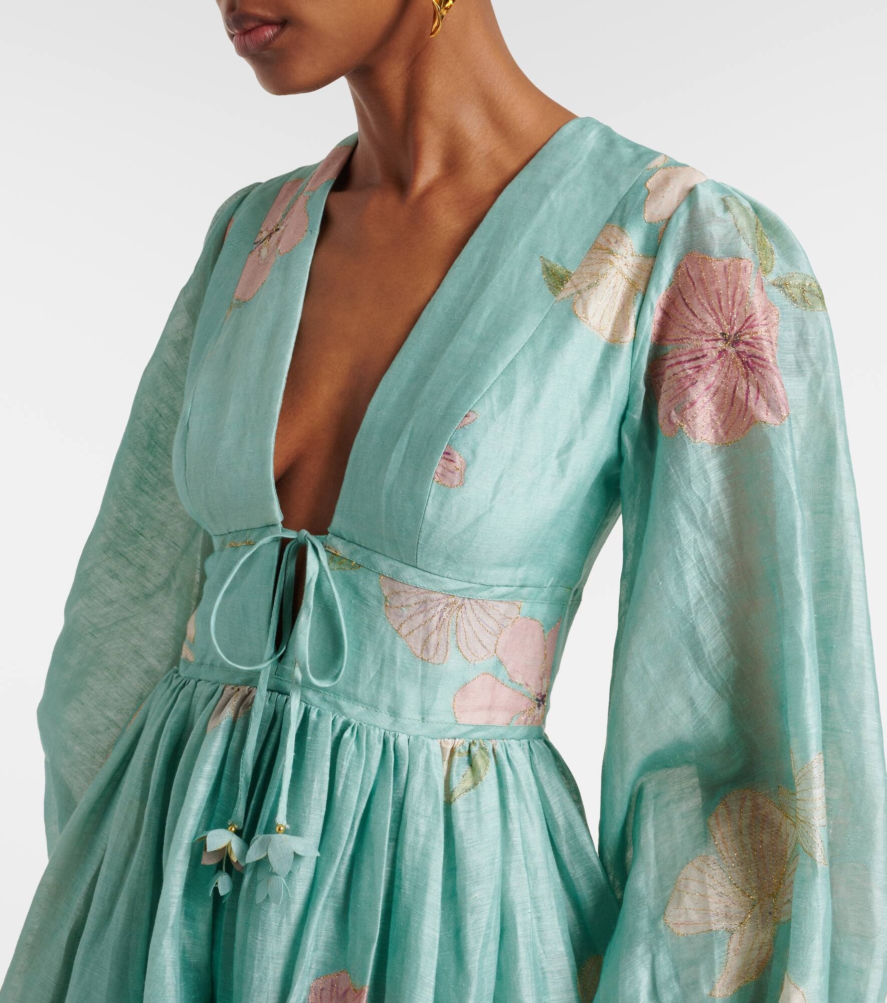 【Zimmermann】Illuminate linen and silk midi dress Zimmermann Linen Illuminate Midi Dress | Harrods CA