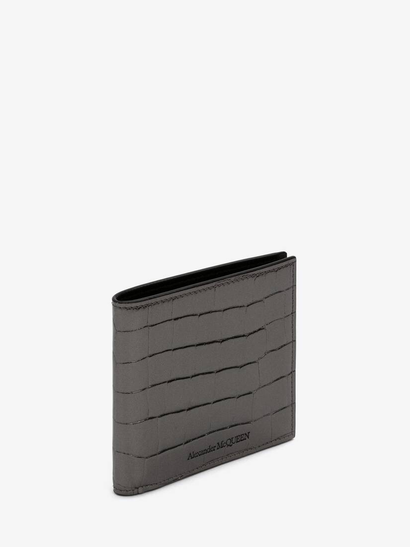 Embossed Croc Billfold Wallet in Graphite - 2