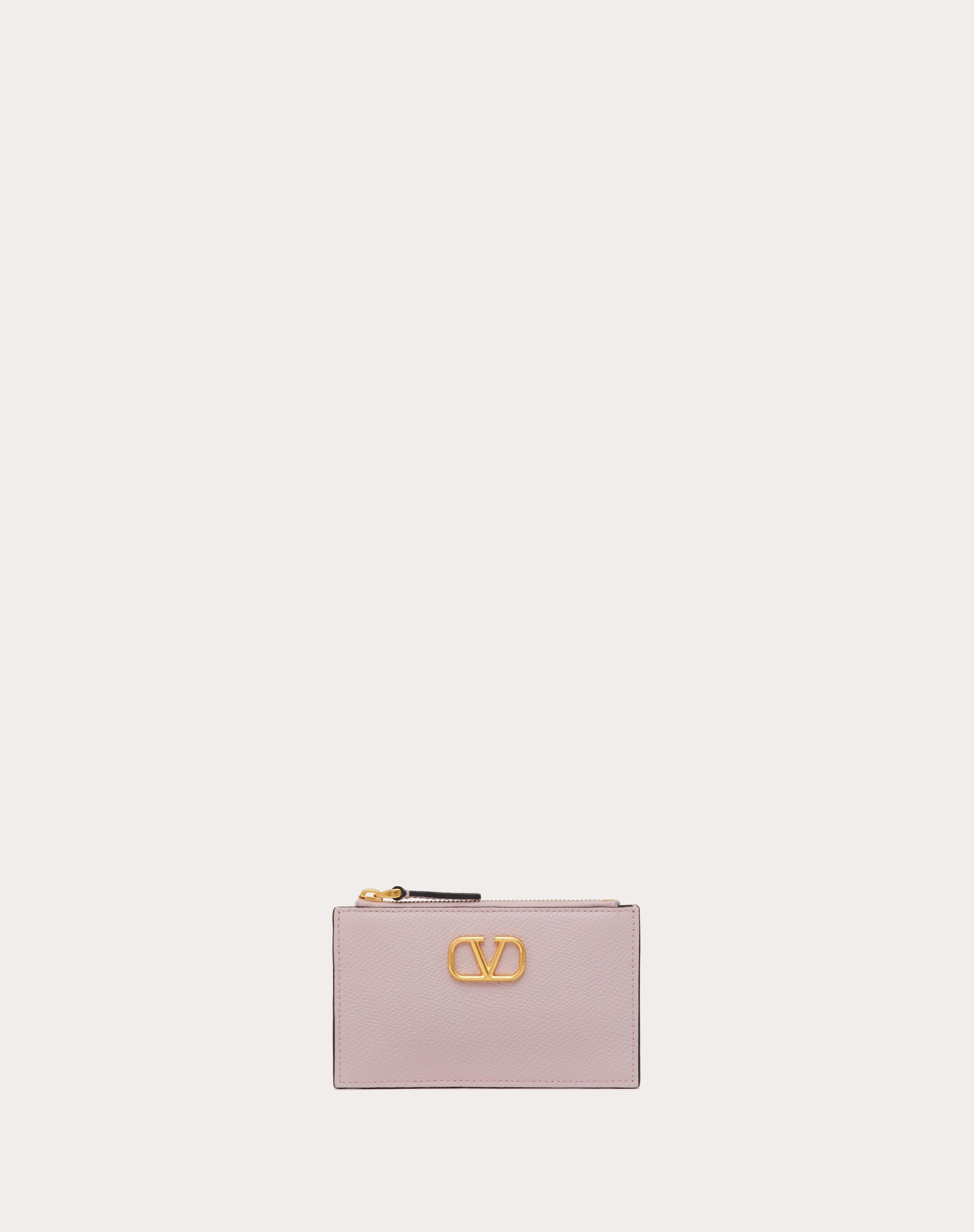 VLOGO SIGNATURE GRAINY CALFSKIN CARDHOLDER - 1