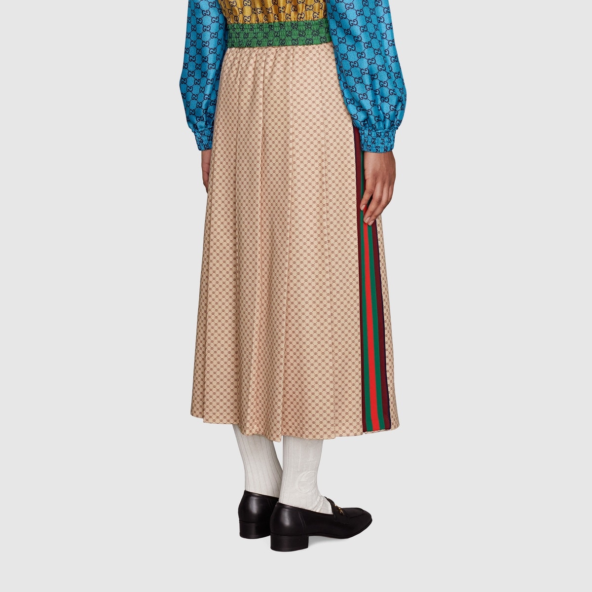 Interlocking G print pleated skirt - 4