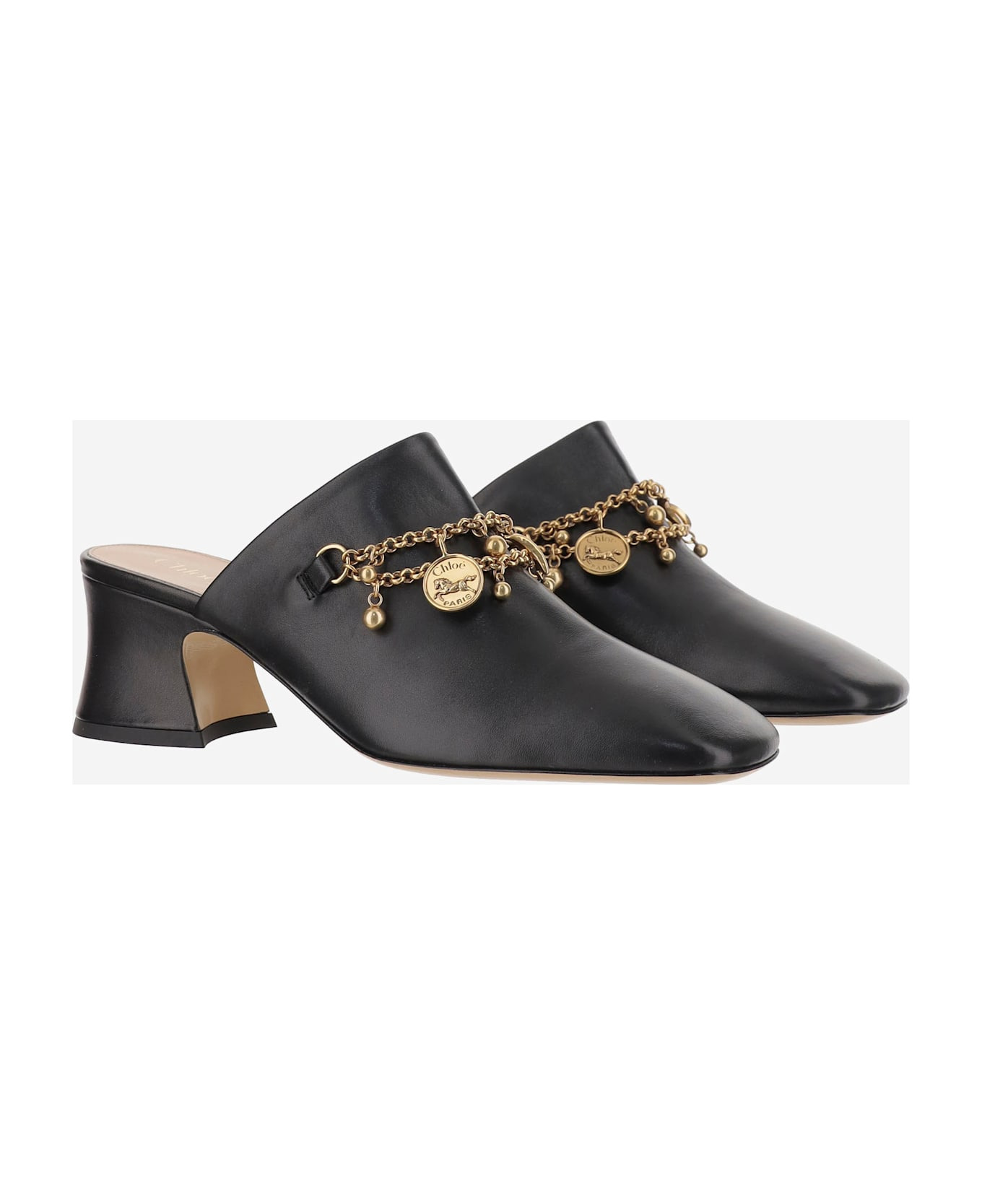 Leather Mules With Charms - 3
