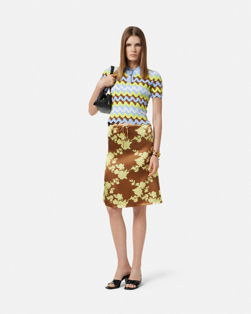 VERSACE Wild Roses Satin Midi Skirt outlook