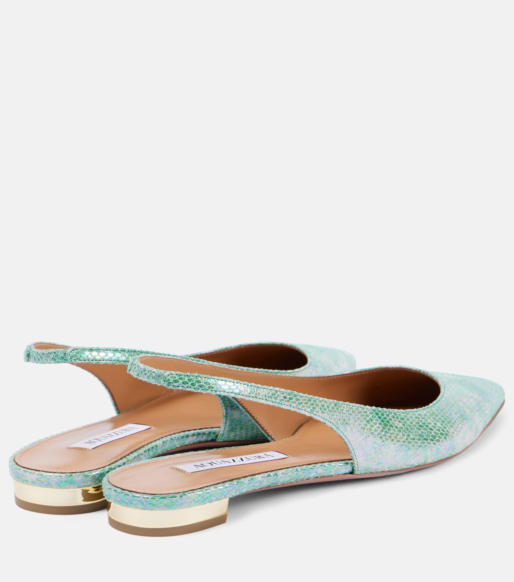 Purist snake-effect leather slingback flats - 3