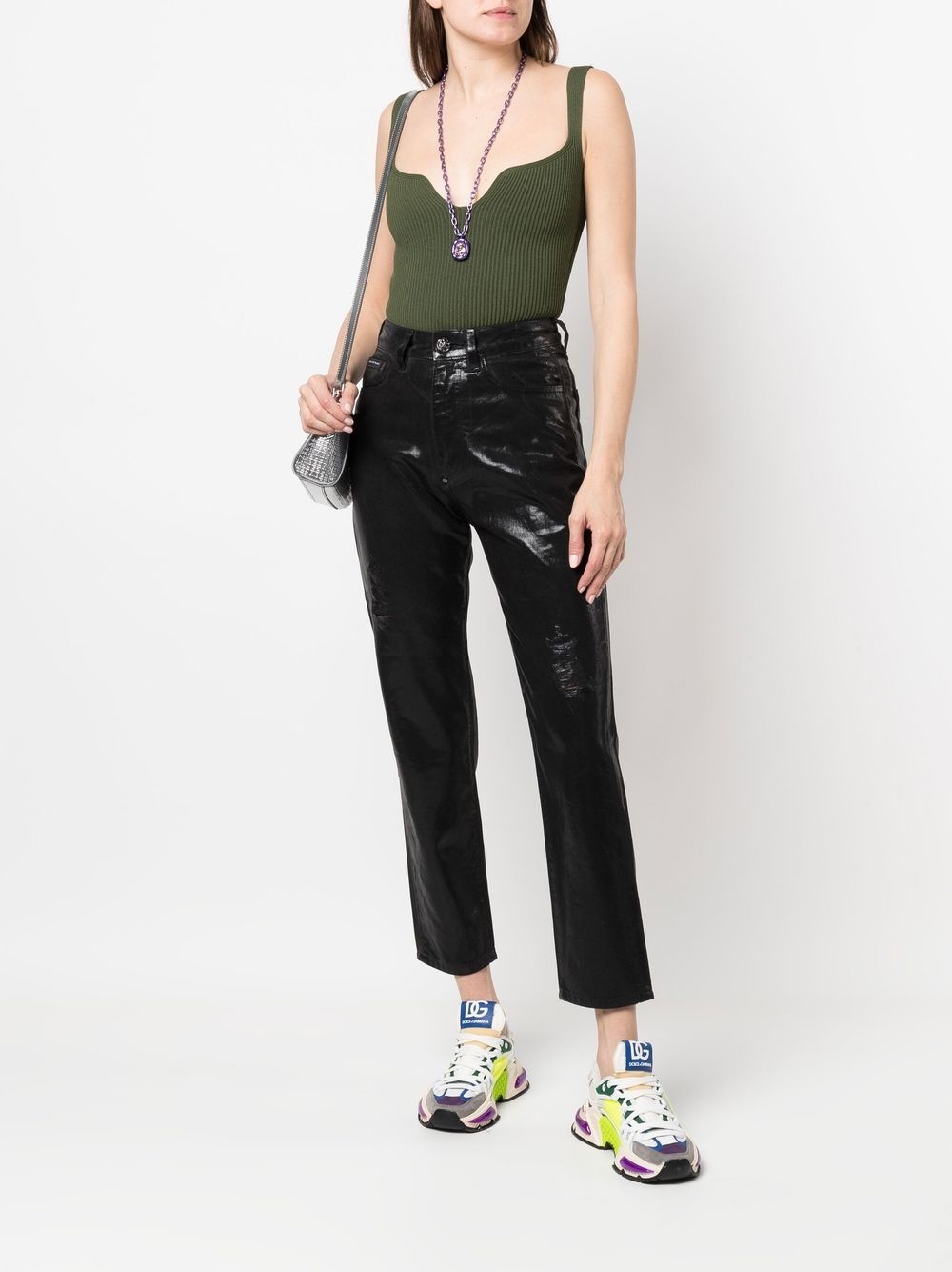 metallic cropped boyfriend jeans - 2