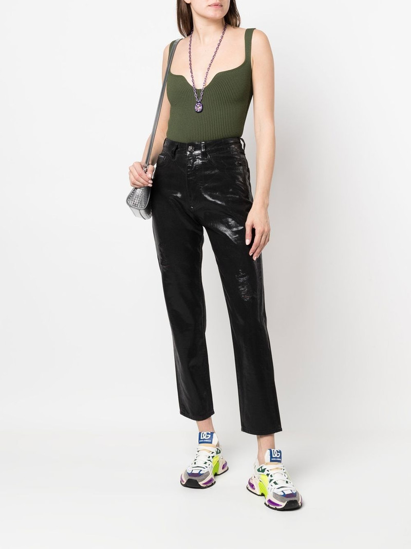 PHILIPP PLEIN metallic cropped boyfriend jeans outlook