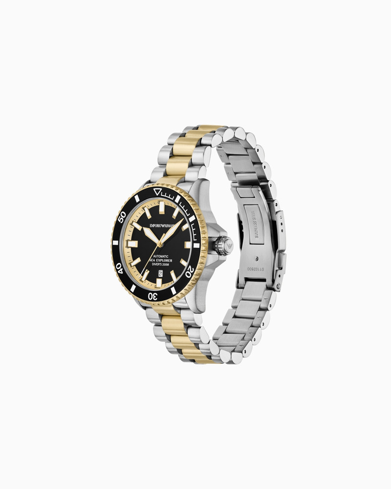 EMPORIO ARMANI SEA EXPLORER AUTOMATIC TWO-TONE STAINLESS STEEL WATCH outlook