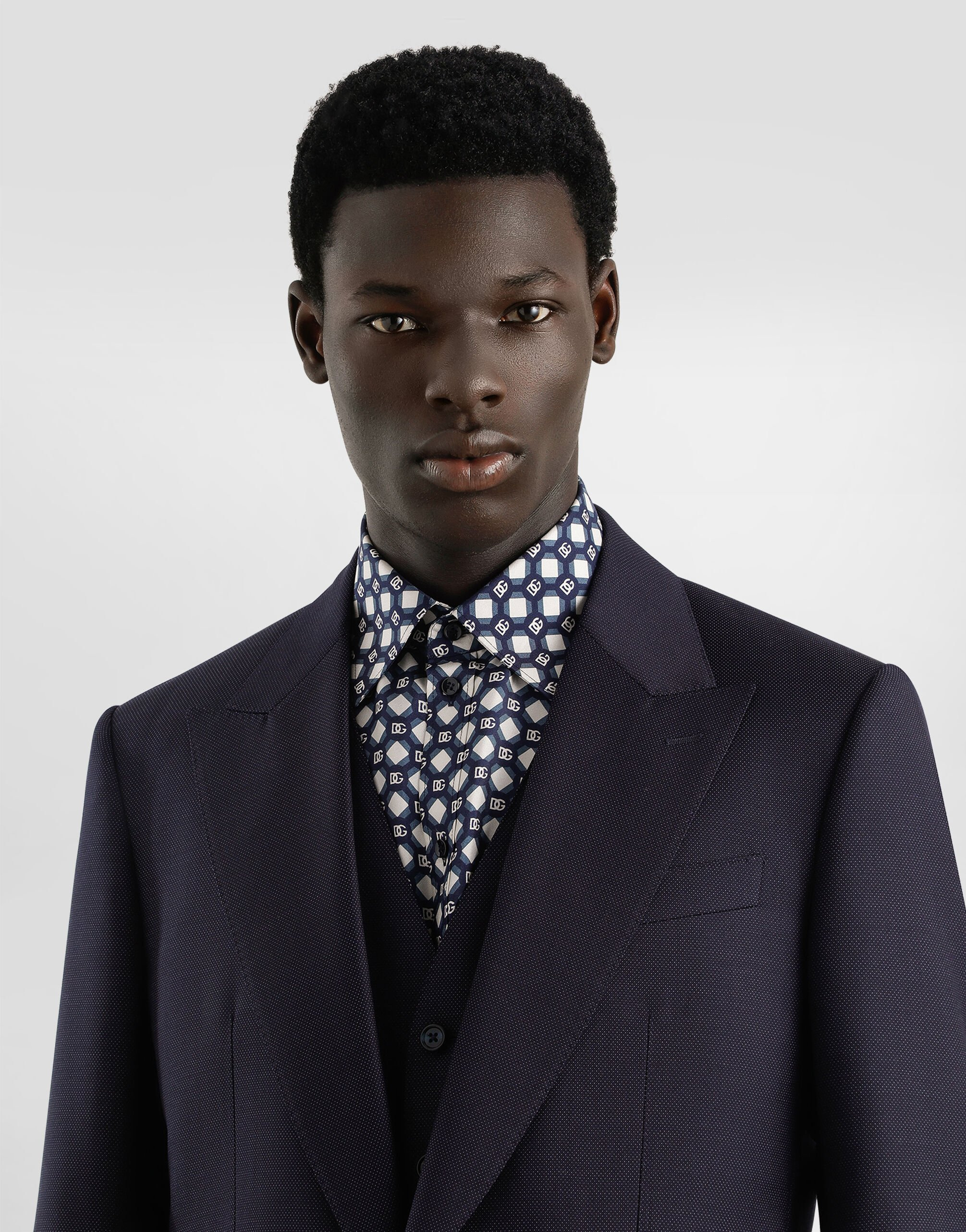 Single-breasted micro-patterned wool suit - 4