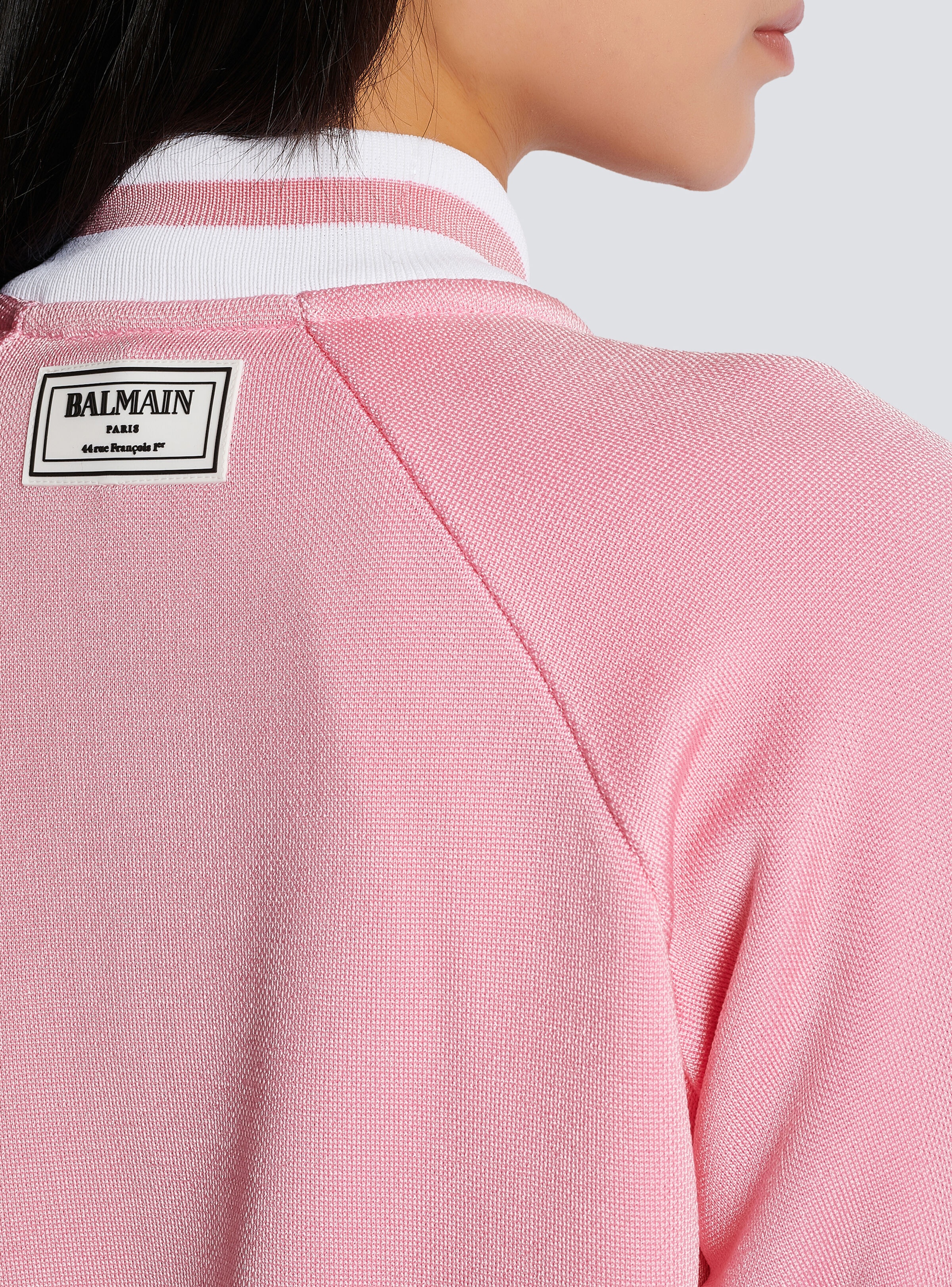 Cropped knitted varsity jacket with striped details - 6