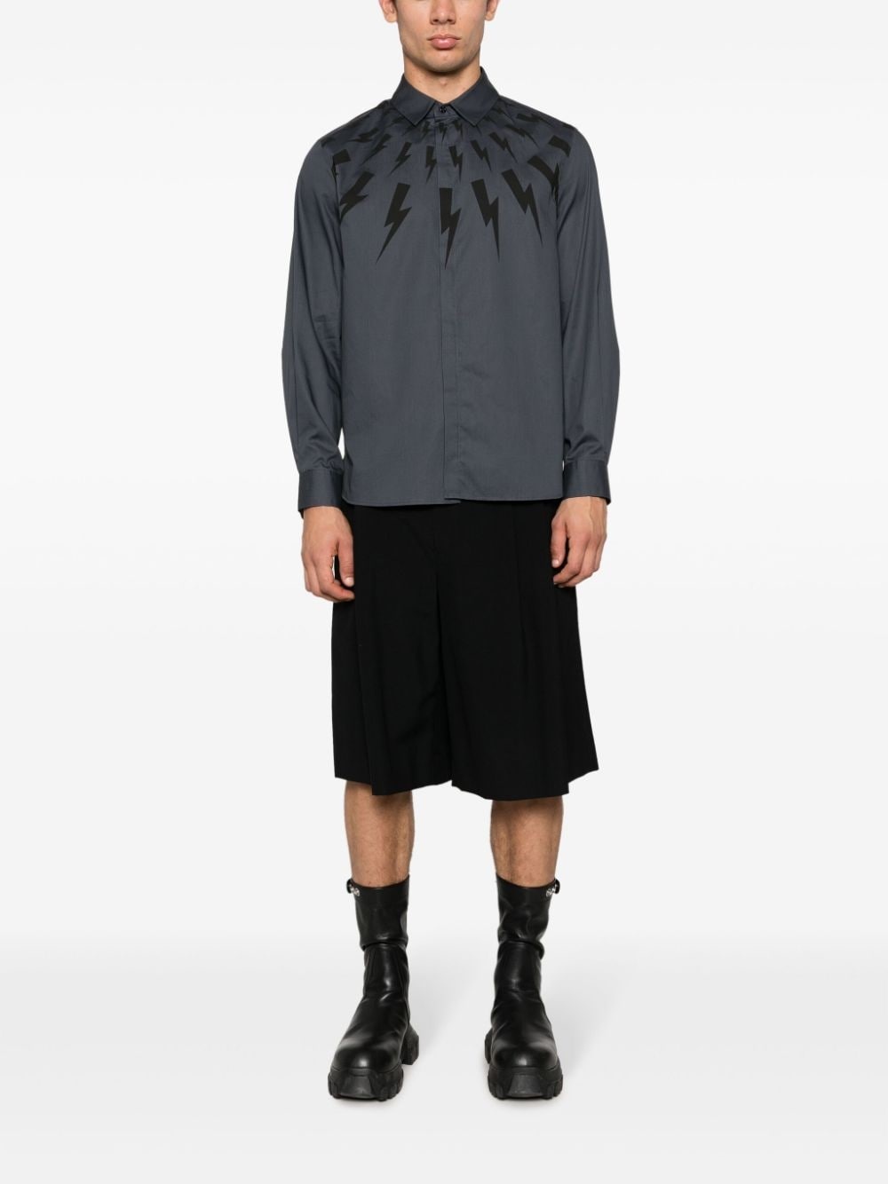Thunderbolt-print cotton shirt - 2