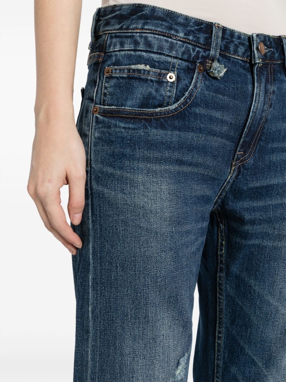 ripped-detail straight-leg jeans - 5