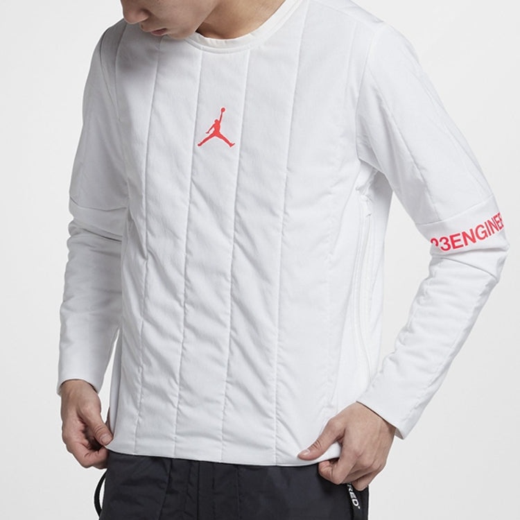 Air Jordan 23 Engineered Quilted Round Neck Pullover logo Sports Long Sleeves White AJ1055-100 - 5