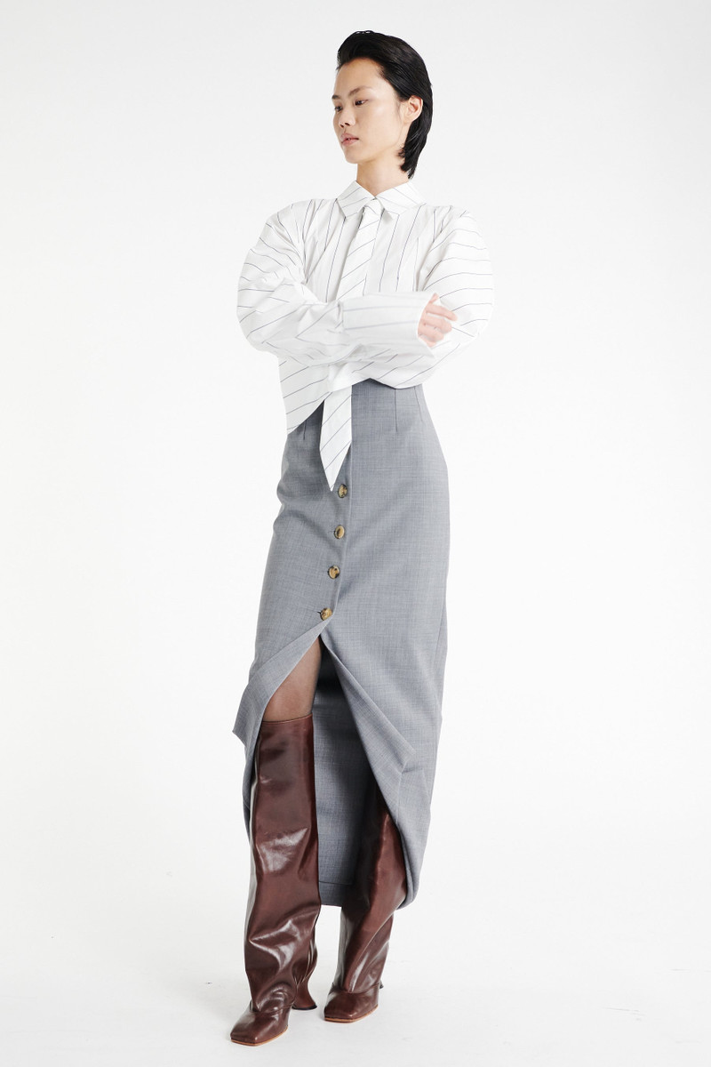 TAILORED SKIRT WITH JACKET COLLAR AT HEM GREY MELANGE 6