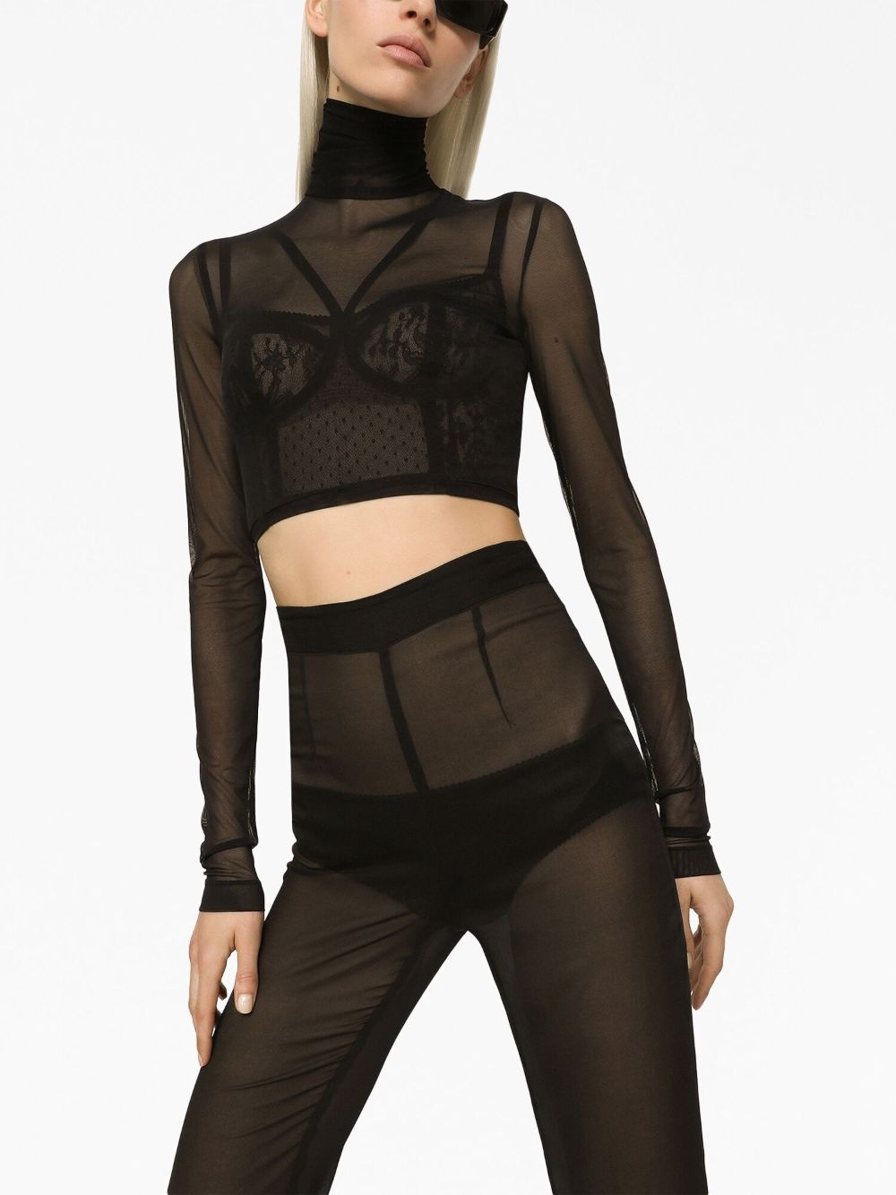 semi-sheer chiffon flared trousers - 5