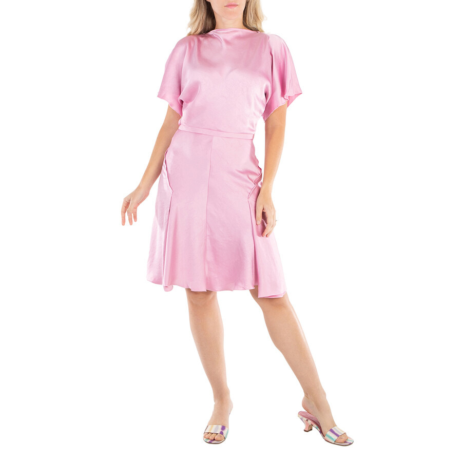 Victoria Beckham Draped Sleeve Satin Finish Dress - 3