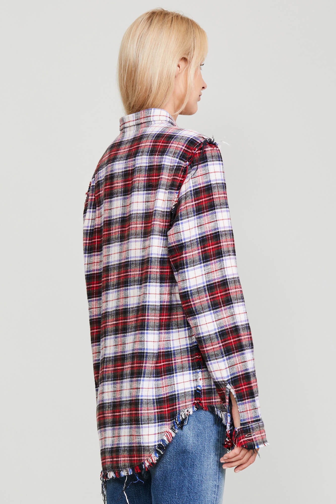 SHREDDED SEAM SHIRT - ECRU PLAID - 3