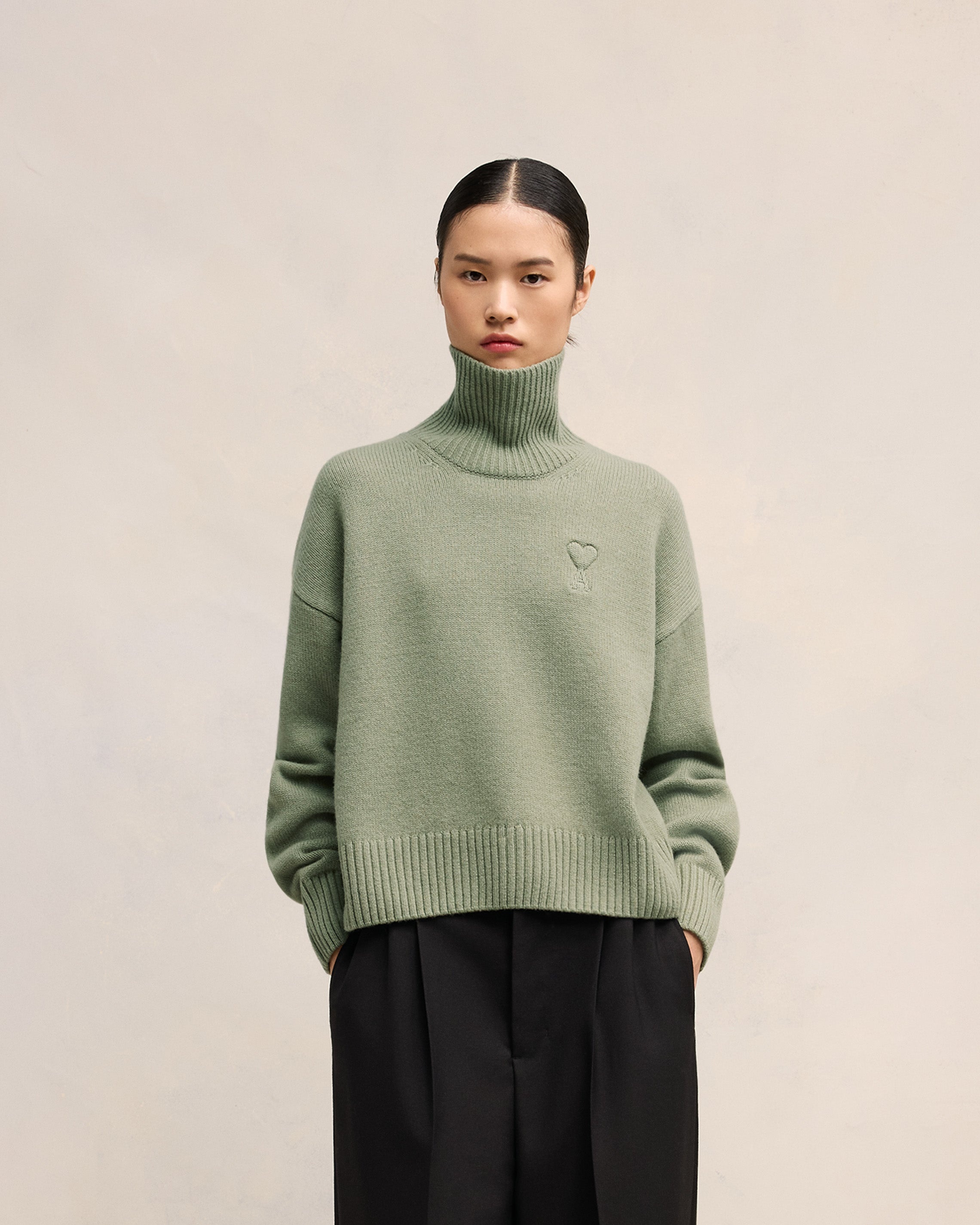EMBOSSED AMI DE COEUR FUNNEL NECK SWEATER - 2