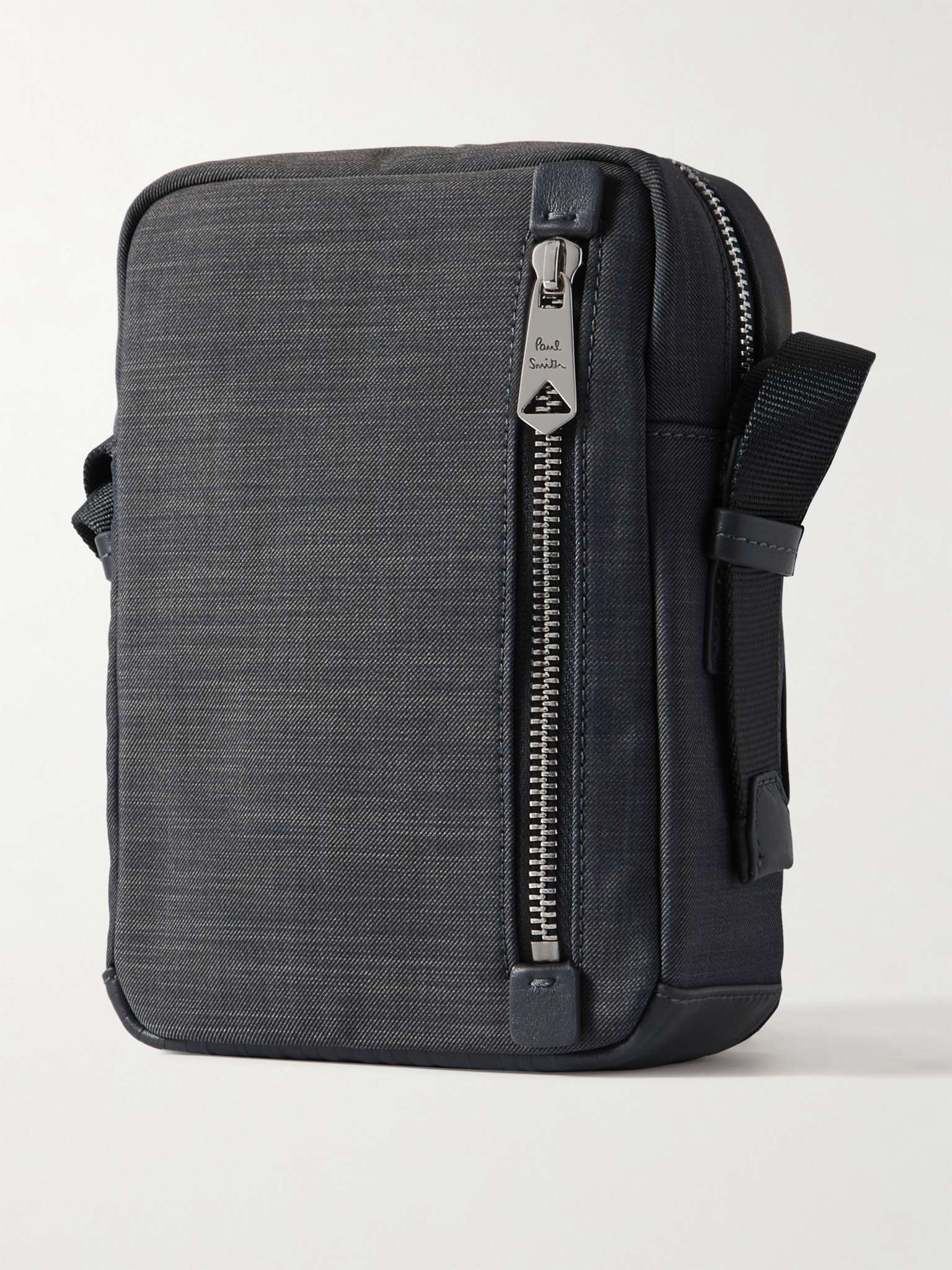 Leather-Trimmed Twill Messenger Bag - 4