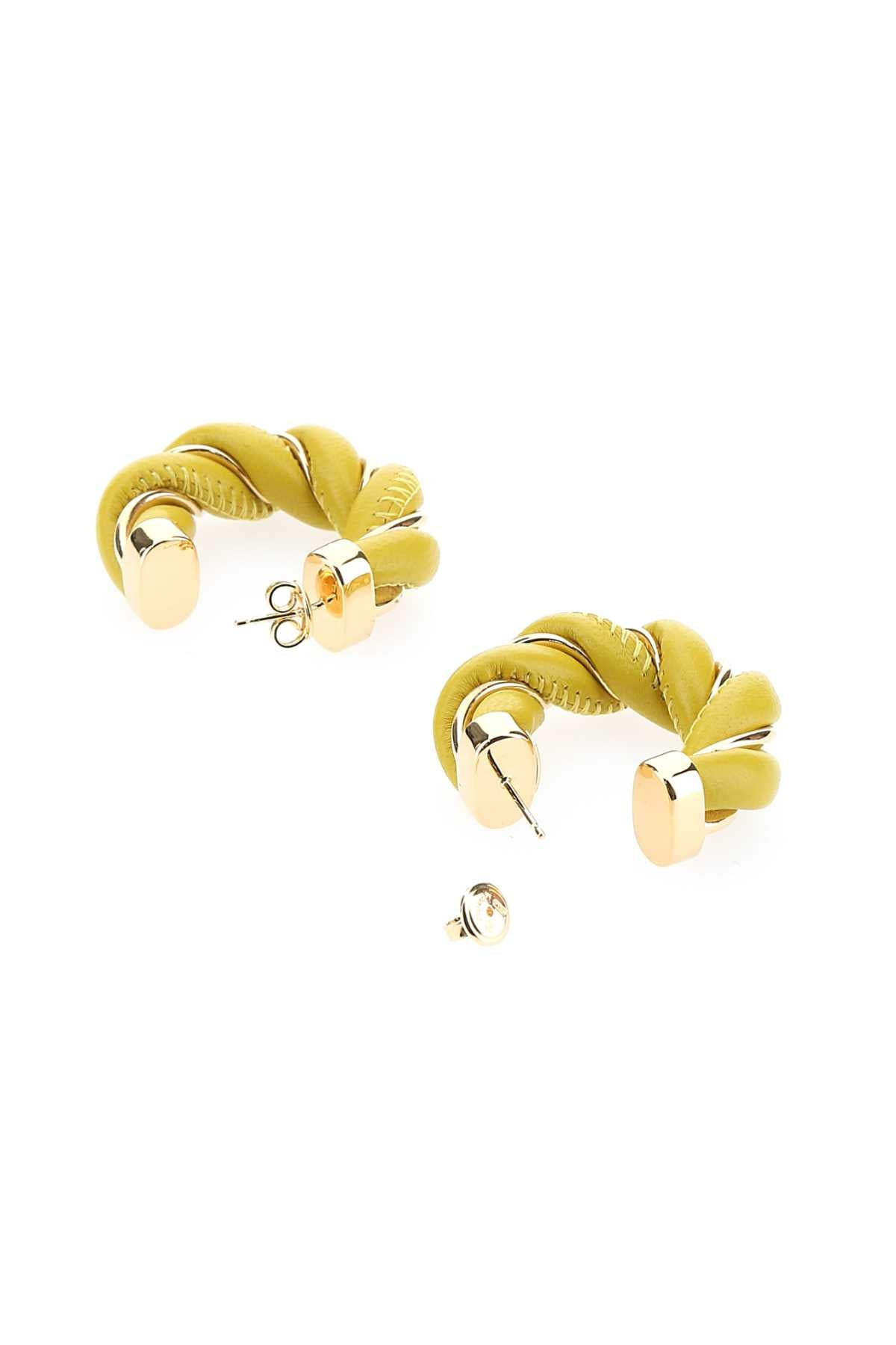 Bottega Veneta Women Yellow Nappa Leather And 925 Silver Twist Earrings - 3