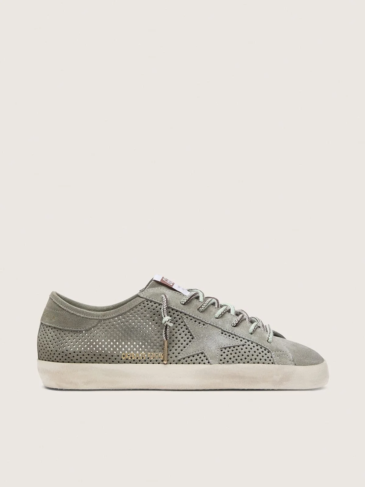 Men's Super-Star LTD in green perforated suede with matching suede star - 1