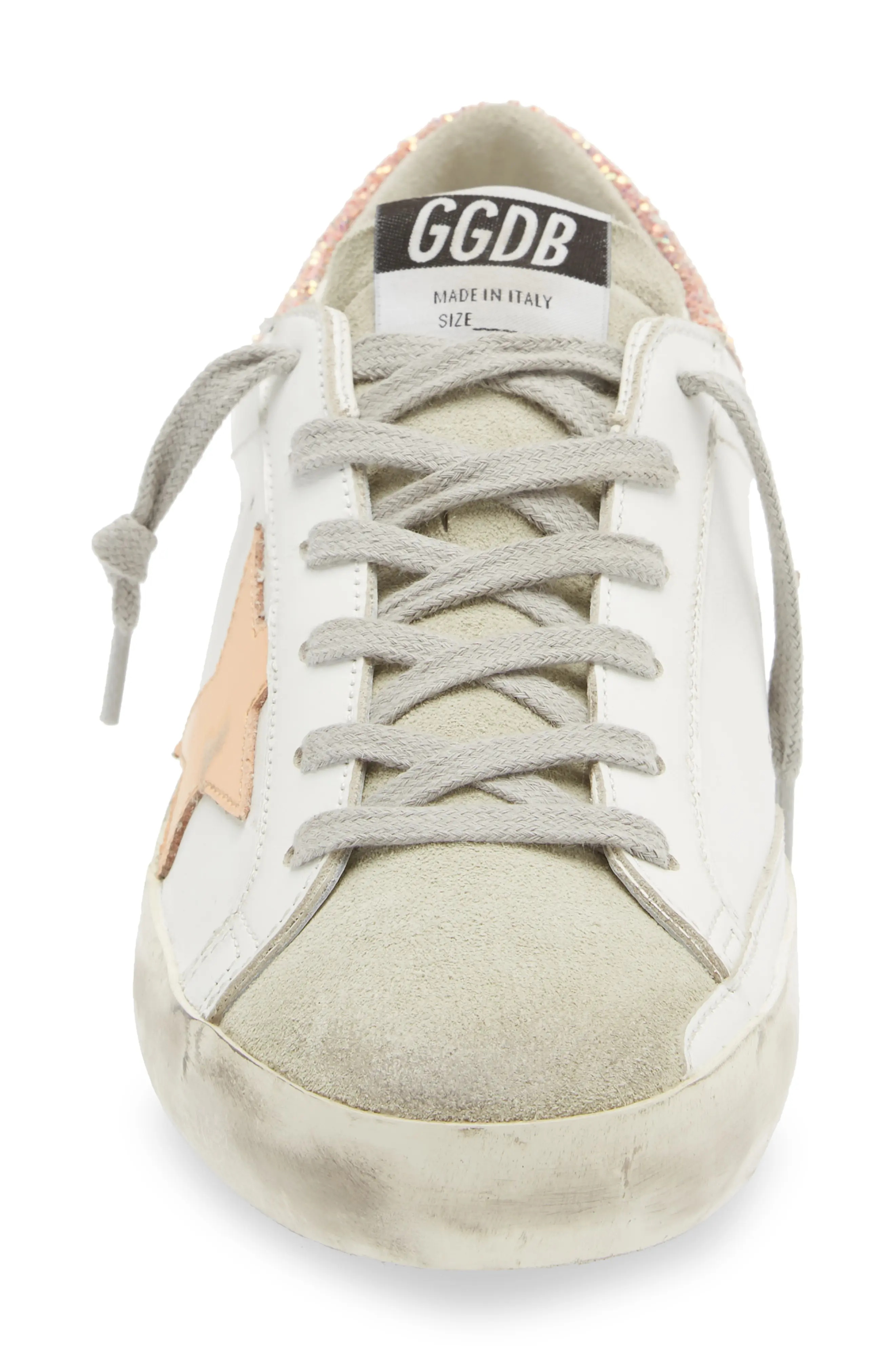 Super-Star Low Top Sneaker in White/Peach - 4