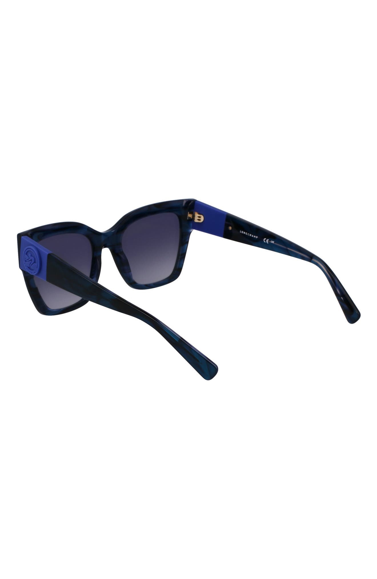 Longchamp Medallion 52mm Modified Rectangular Sunglasses in Striped Blue at Nordstrom - 3