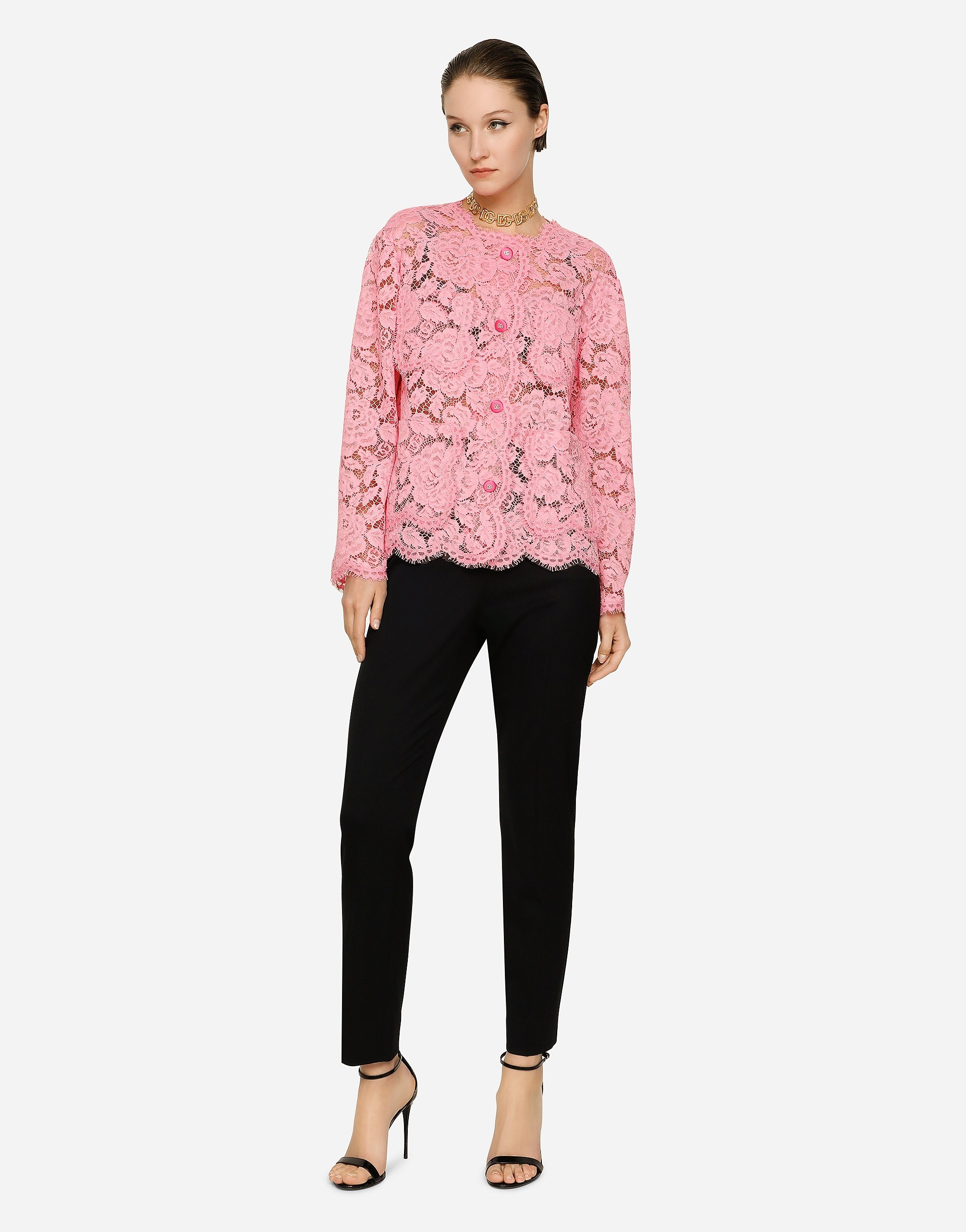 Single-breasted lace jacket - 2