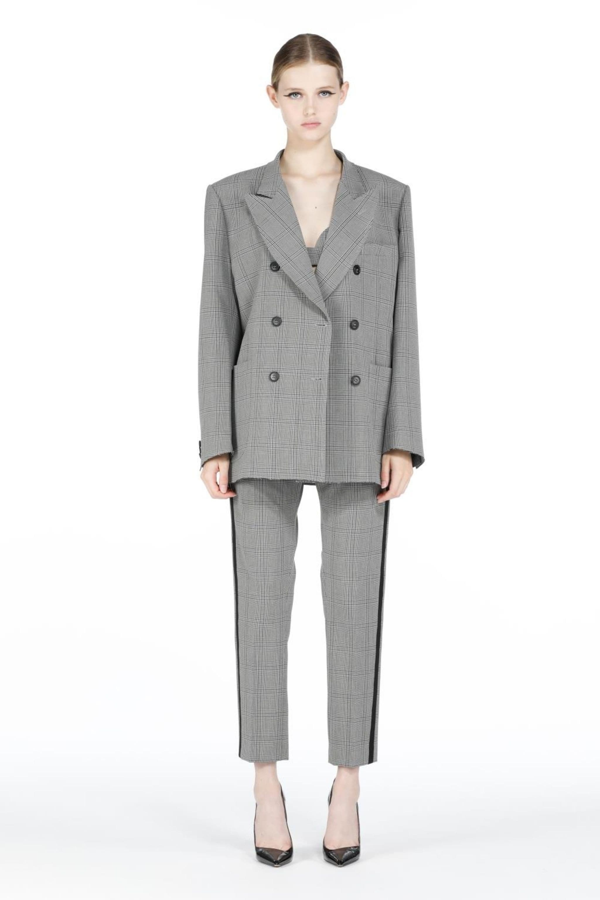 CHECKED STRAIGHT-LEG TROUSERS - 4