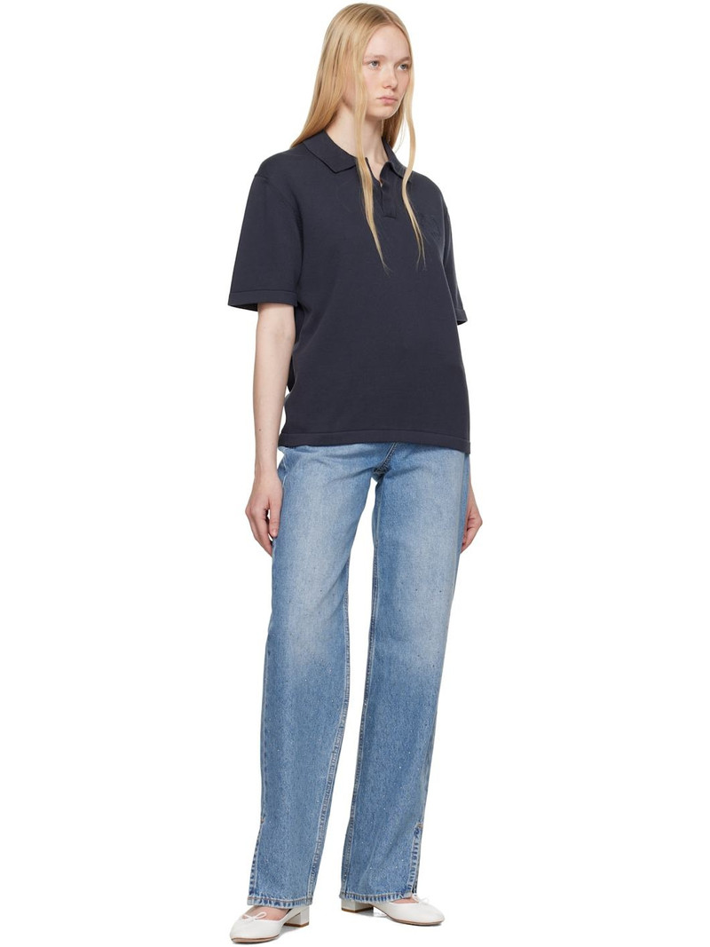 Maison Kitsuné Gray Bold Head Embroidered Knitted Polo outlook